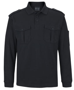 JB's L/S 250 EPAULETTE POLO BLACK -XS