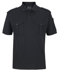 JB's S/S 250 EPAULETTE POLO BLACK -XS