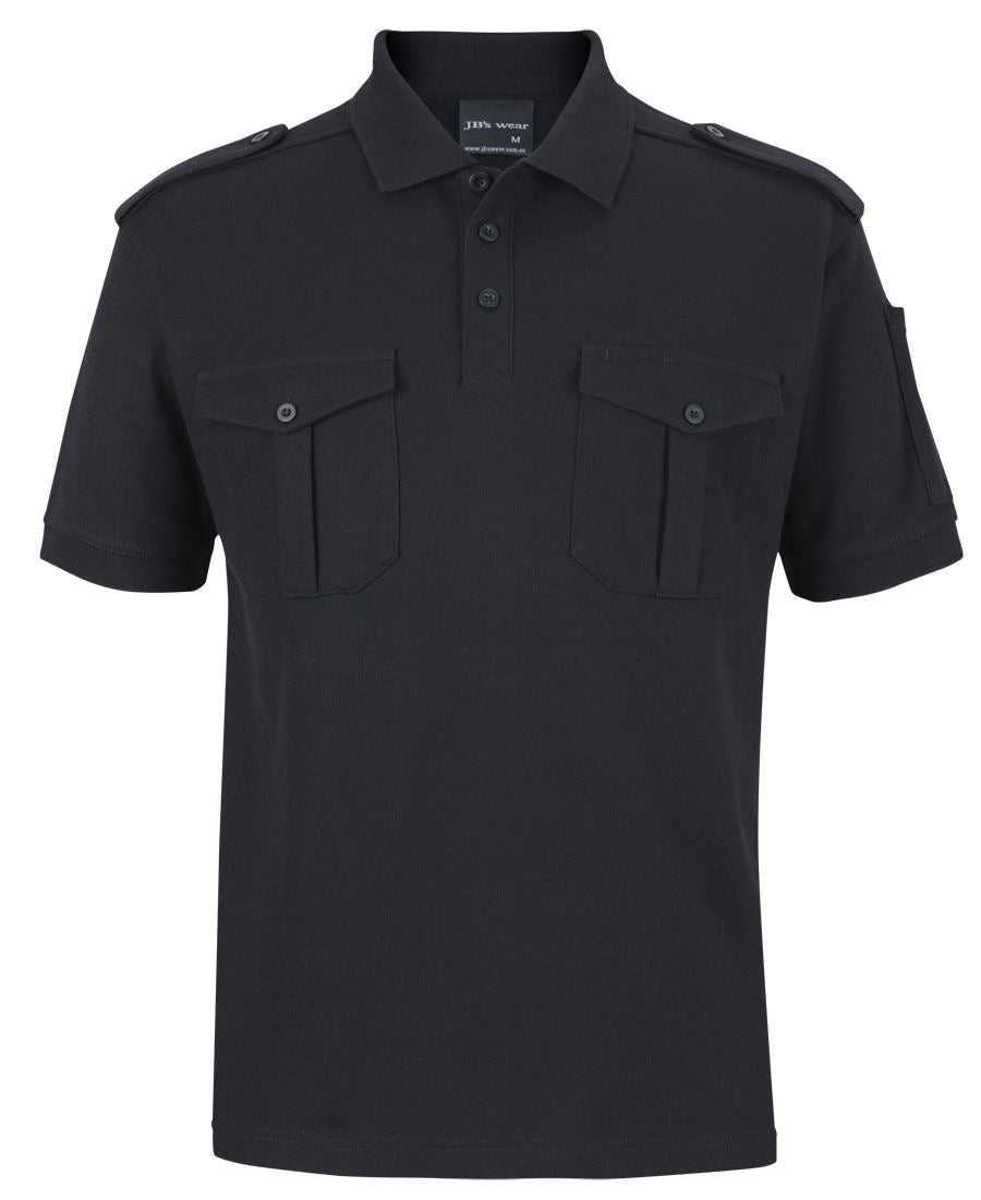 JB's S/S 250 EPAULETTE POLO BLACK -XS