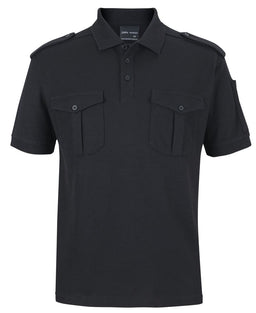 JB's S/S 250 EPAULETTE POLO BLACK -XS