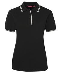 JB's LADIES CONTRAST POLO BLACK/WHITE
