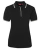 JB's LADIES CONTRAST POLO BLACK/WHITE