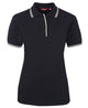 JB's LADIES CONTRAST POLO BLACK/WHITE