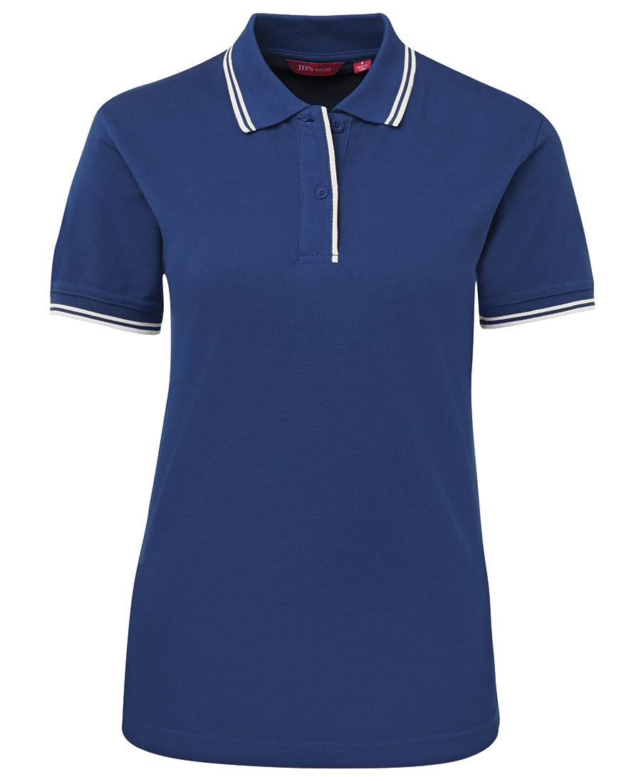 JB's LADIES CONTRAST POLO BLACK/WHITE