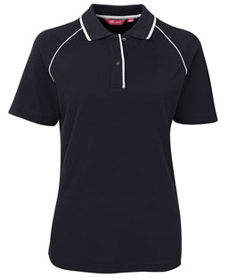 JB's LADIES RAGLAN POLO NAVY/WHITE