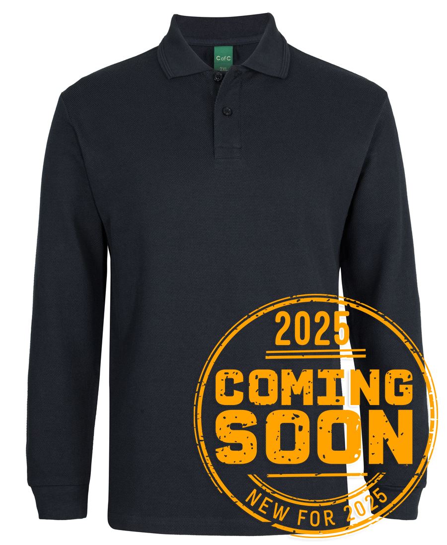 C of C L/S 320G POPCORN COTTON POLO BLACK - 3XS