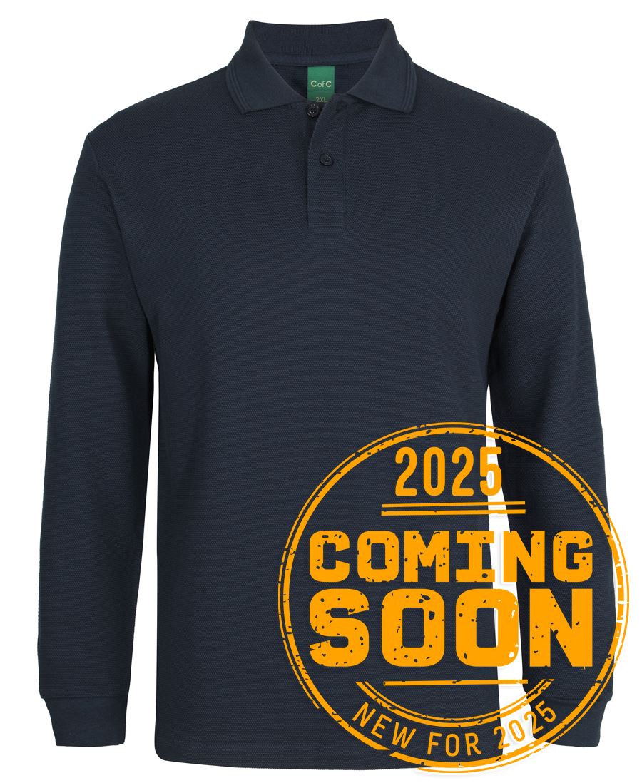 C of C L/S 320G POPCORN COTTON POLO BLACK - 3XS