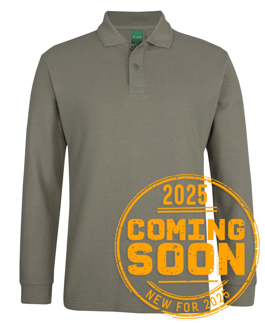 C of C L/S 320G POPCORN COTTON POLO BLACK - 3XS