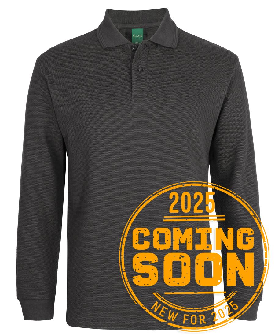 C of C L/S 320G POPCORN COTTON POLO BLACK - 3XS