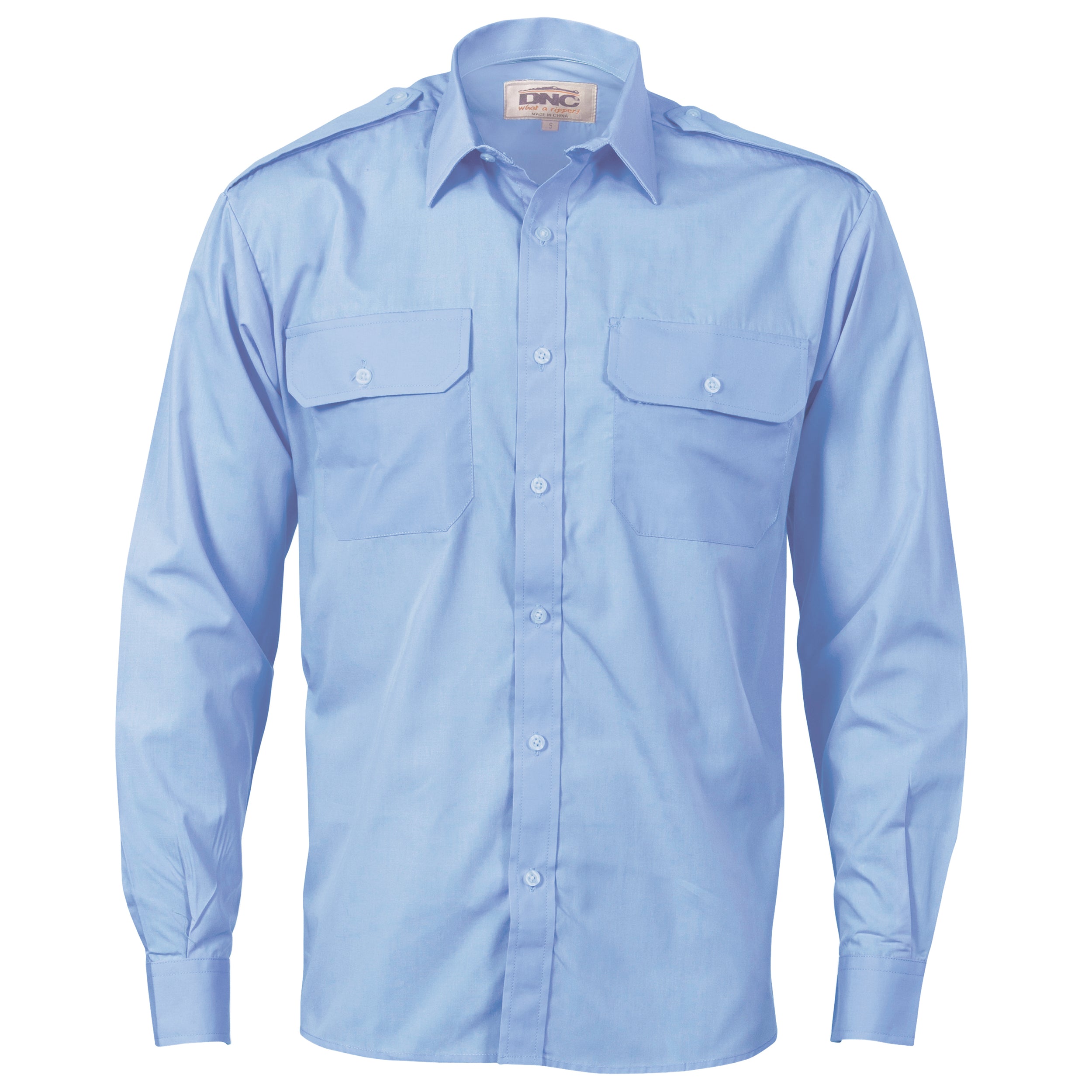 Epaulette Polyester/Cotton Work Shirt - Long Sleeve