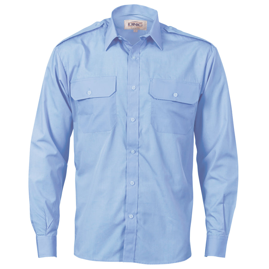Epaulette Polyester/Cotton Work Shirt - Long Sleeve