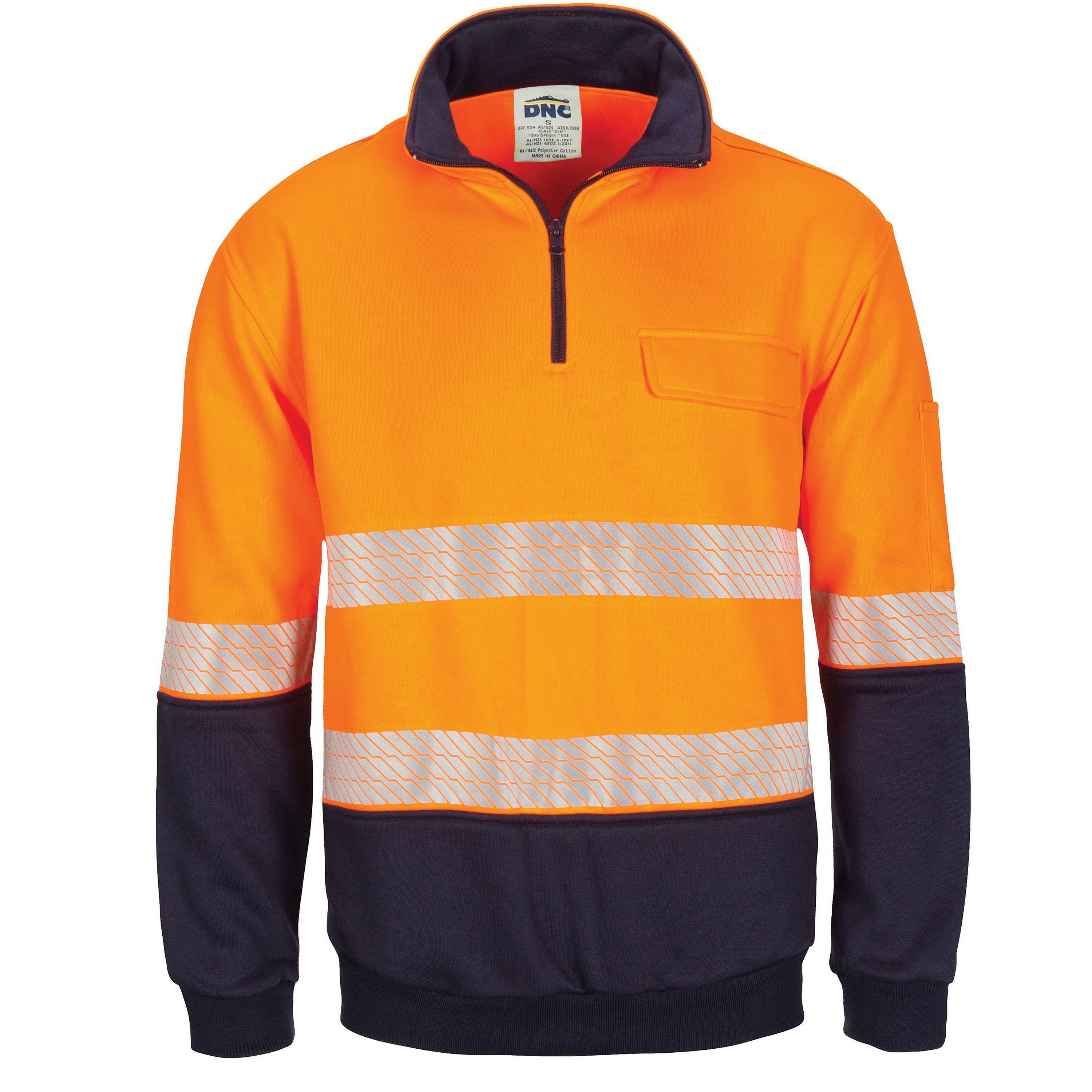 HIVIS Segment Taped 1/2 Zip Fleecy Windcheater