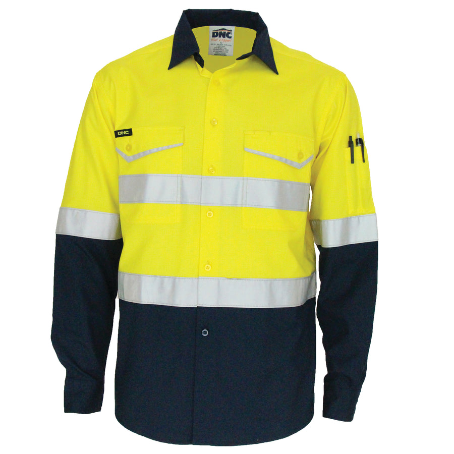 Two-Tone RipStop Cotton Shirt with Reflective CSR Tape. L/S