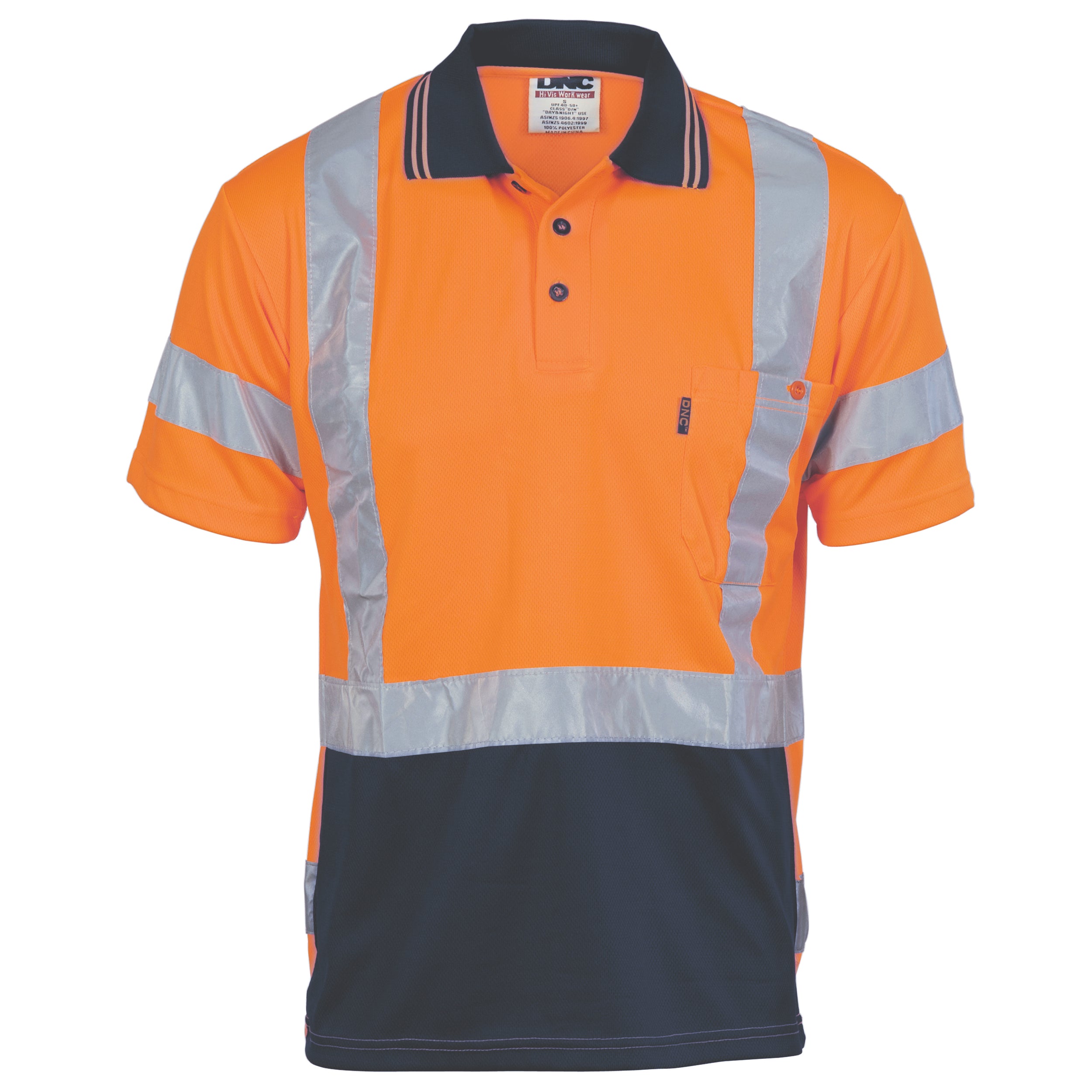 HiVis D/N Cool Breathe Polo Shirt with Cross Back R/Tape - Short Sleeve