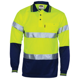 HiVis D/N Cool Breathe Polo Shirt With CSR R/Tape - Long Sleeve