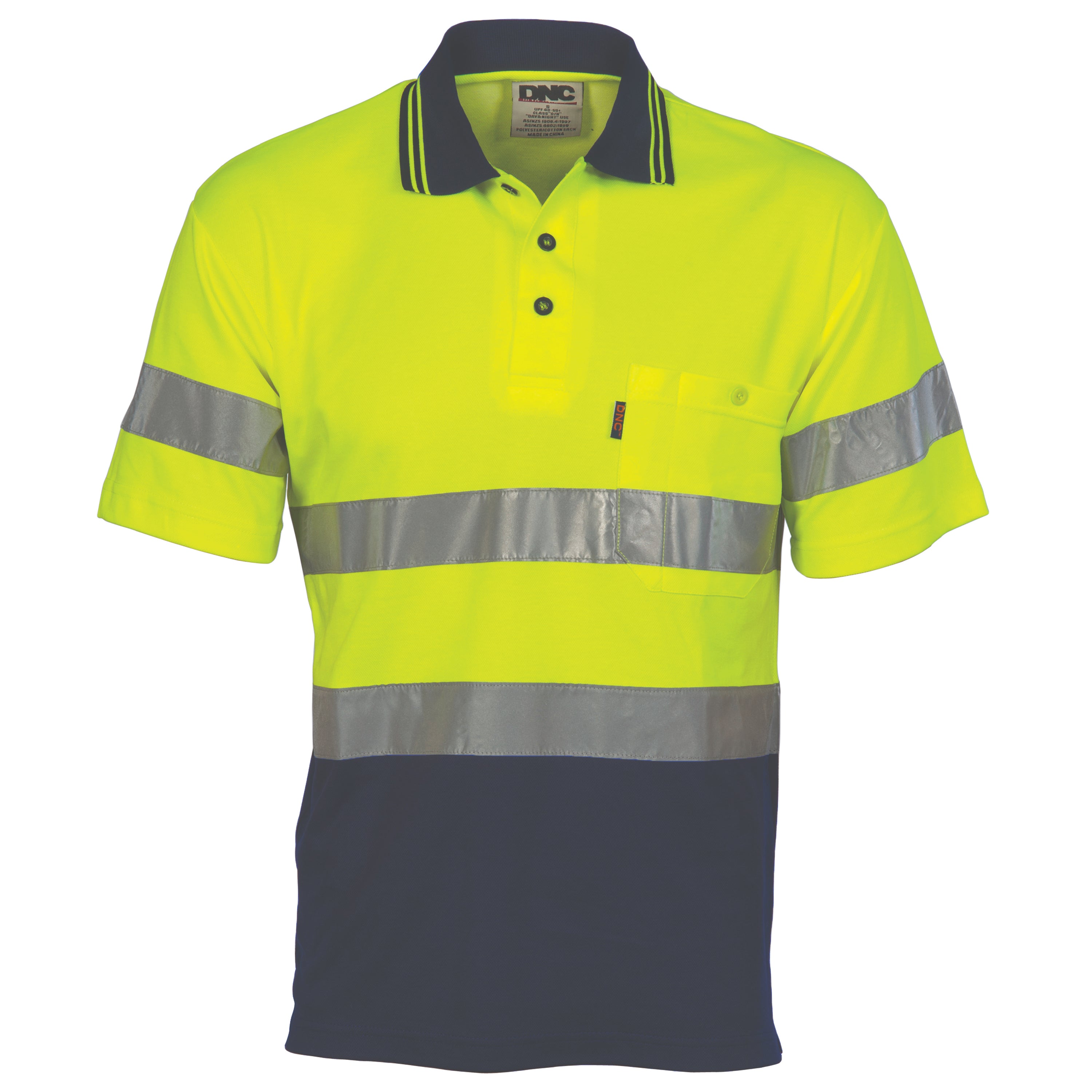 Hi Vis Two Tone Cotton Back Polos with Generic R.Tape - short sleeve