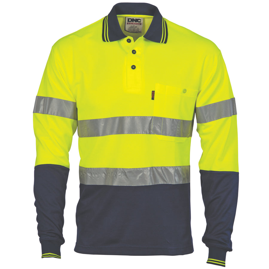 Hi Vis Two Tone Cotton Back Polos with Generic R.Tape - L/S