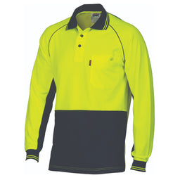 HiVis Cotton Backed Cool-Breeze Contrast Polo - long Sleeve