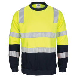 HIVIS 2 tone, crew-neck fleecy sweat shirt with shoulders, double hoop body and arms CSR R/Tape.