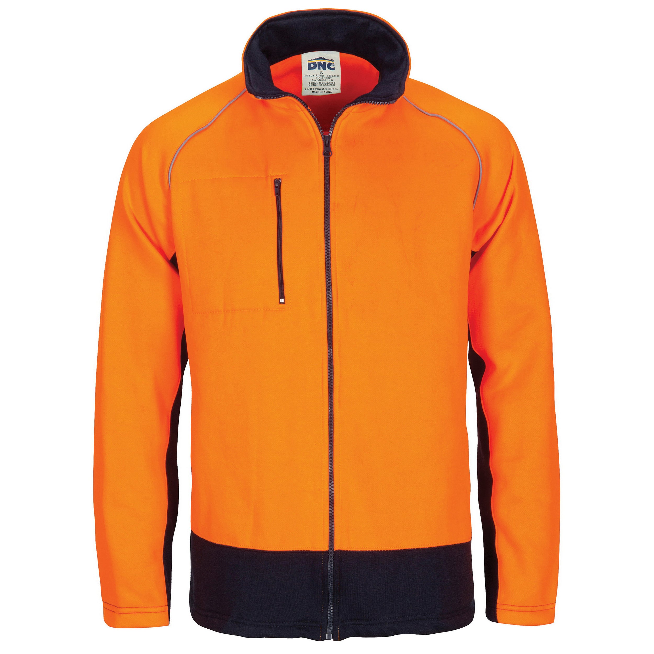 HIVIS 2 TONE FULL ZIP FLEECY SWEAT SHIRT WITH TWO SIDE ZIPPED POCKETS