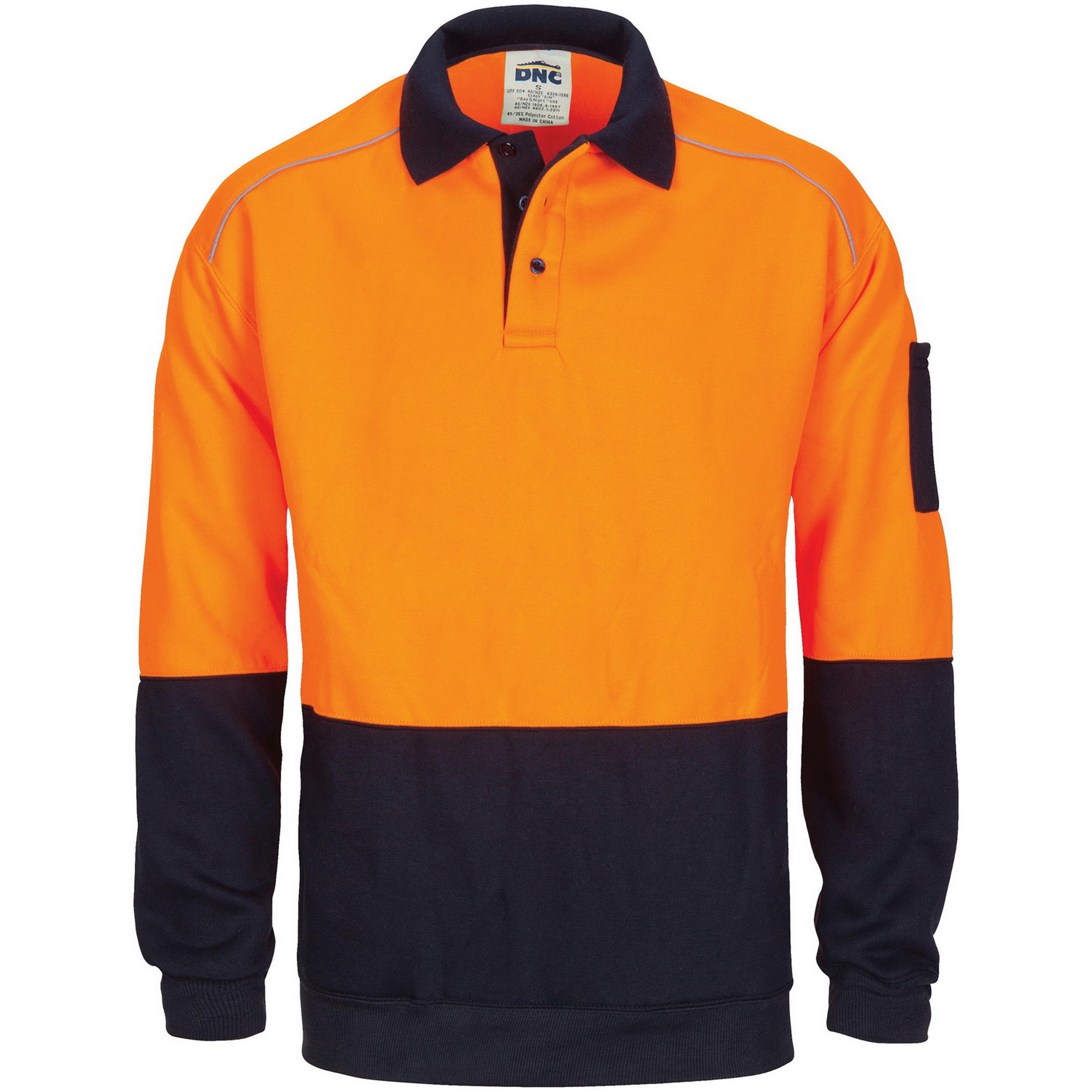 HiVis Rugby Top Windcheater with Two Side Zipped Pockets