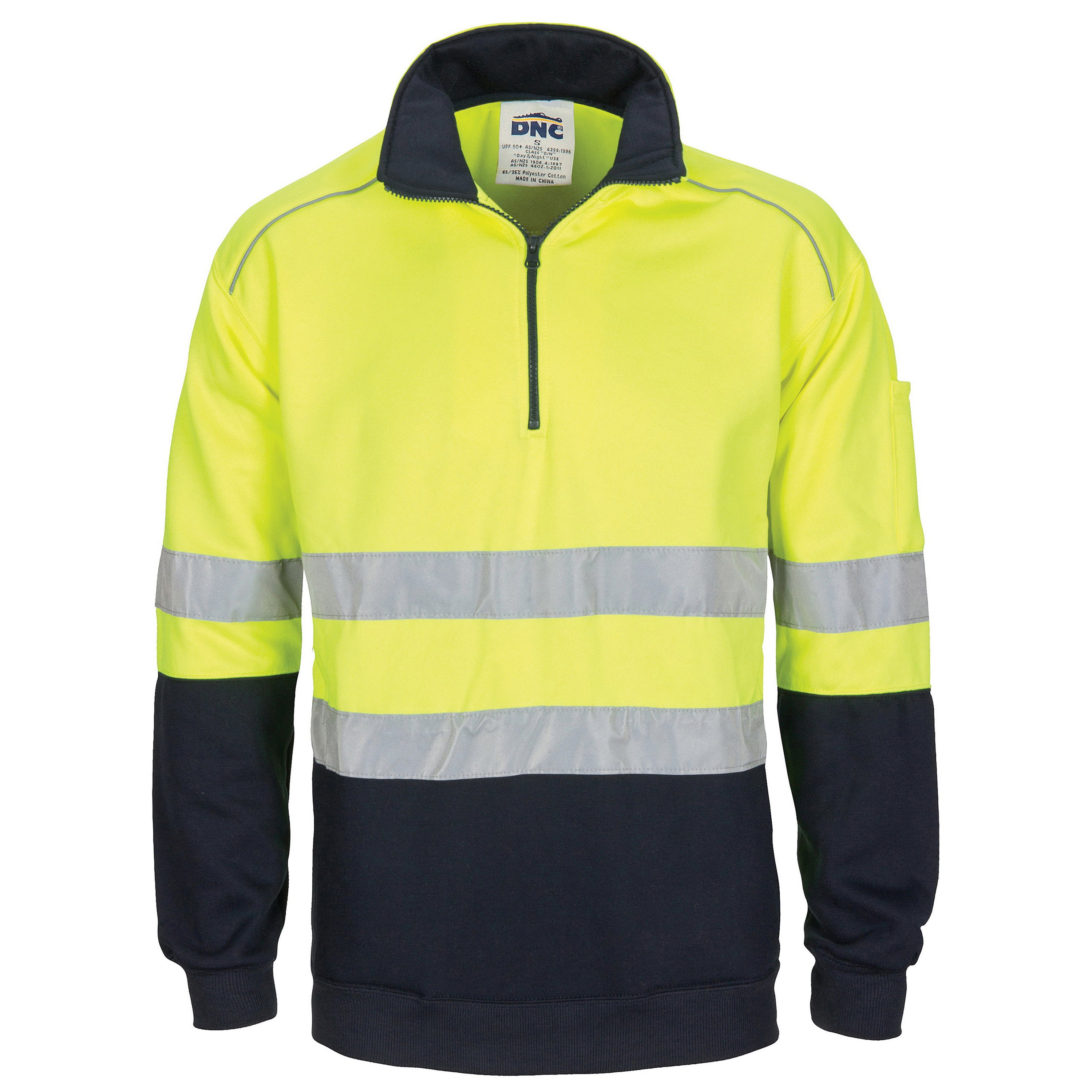HiVis 1/2 Zip Fleecy with Hoop Pattern CSR Reflective Tape