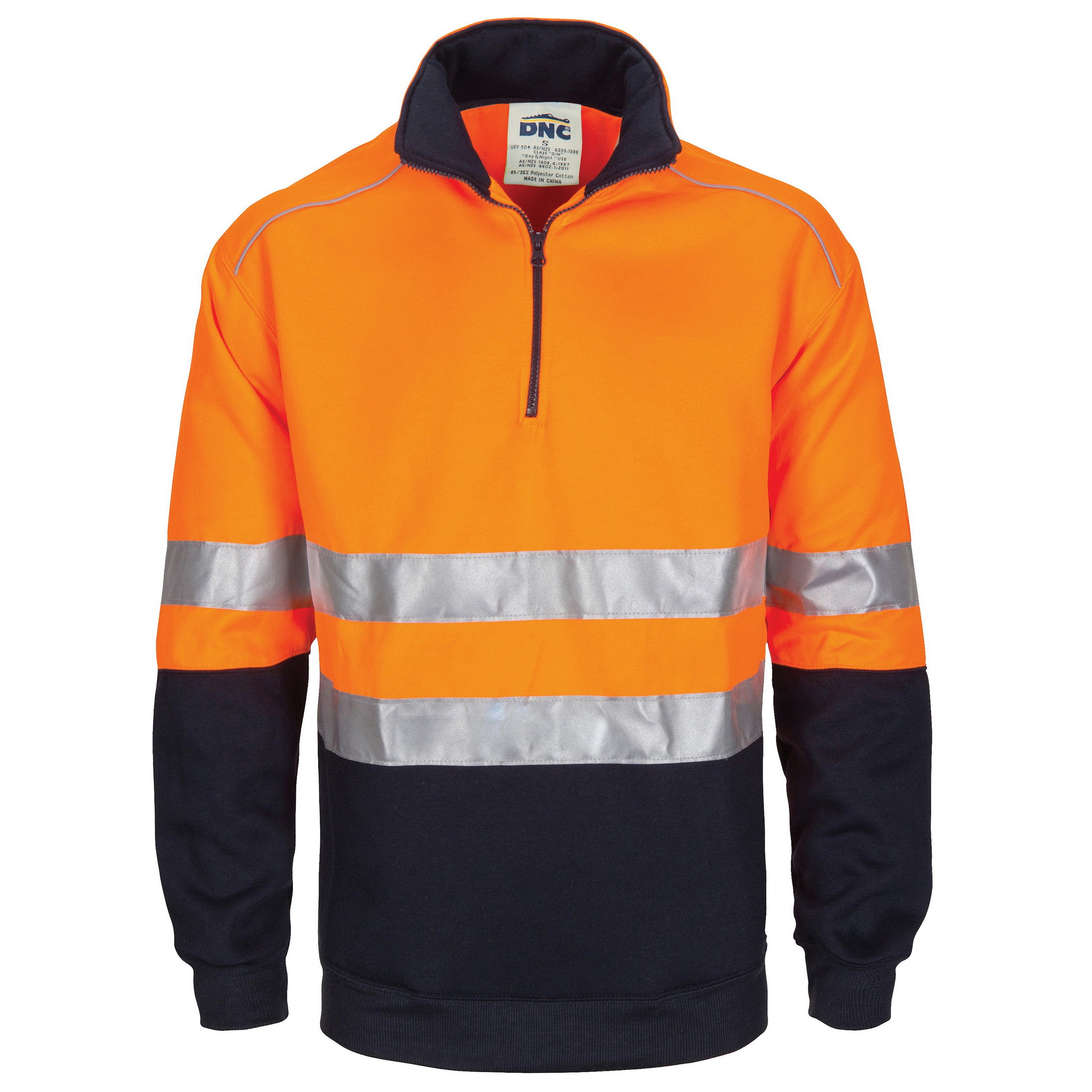 HiVis 1/2 Zip Fleecy with Hoop Pattern CSR Reflective Tape