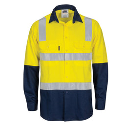 HIVIS Two Tone Cool-Breeze Cotton Shirt with Hoop & Shoulder CSR Reflective Tape - Long Sleeve