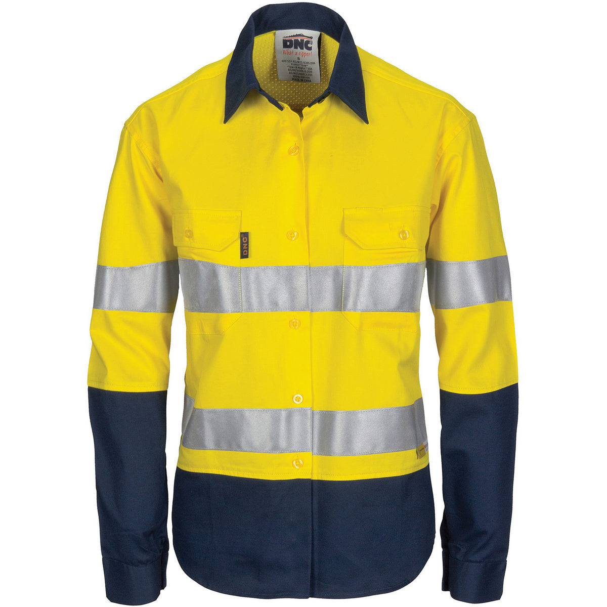 Ladies HiVis 3 Way Cool-Breeze Cotton Shirt with Gusset Sleeve, 3M R/Tape - Long Sleeve.