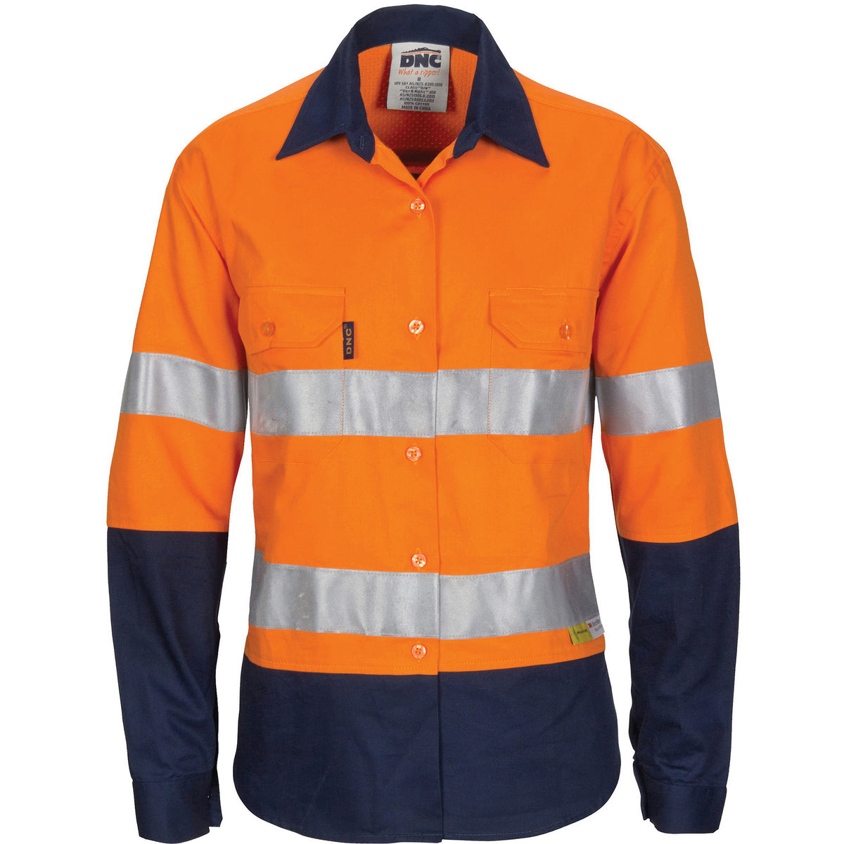 Ladies HiVis 3 Way Cool-Breeze Cotton Shirt with Gusset Sleeve, 3M R/Tape - Long Sleeve.