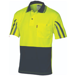 HiVis Cool-Breathe Printed Stripe Polo - Short Sleeve