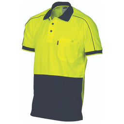 HiVis Cool-Breathe Double Piping Polo -
Short Sleeve