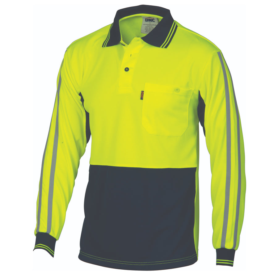 HiVis Cool-Breathe Stripe Polo - long Sleeve