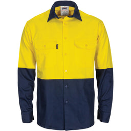 HiVis R/W Cool-Breeze T2 Vertical Vented Cotton Shirt with Gusset Sleeves - Long Sleeve