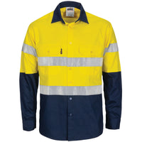HiVis R/W Cool-Breeze T2 Vertical Vented Cotton Shirt with Gusset Sleeves, Generic R/Tape - Long Sle