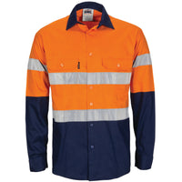 HiVis R/W Cool-Breeze T2 Vertical Vented Cotton Shirt with Gusset Sleeves, Generic R/Tape - Long Sle