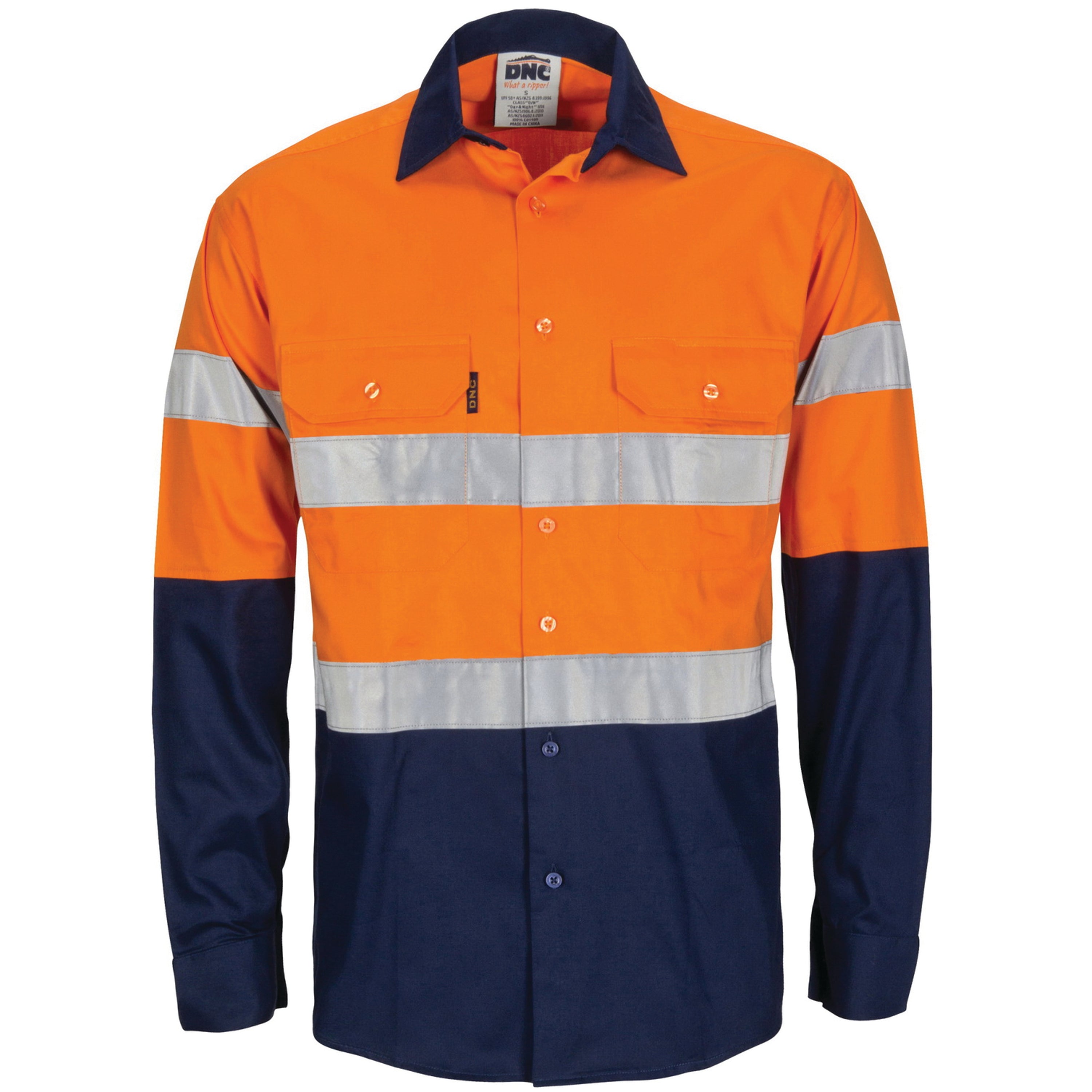 HiVis R/W Cool-Breeze T2 Vertical Vented Cotton Shirt with Gusset Sleeves, Generic R/Tape - Long Sle