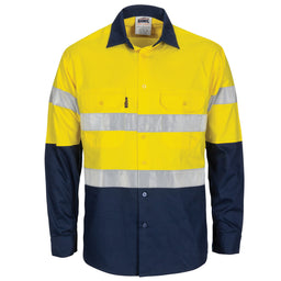 HiVis L/W Cool-Breeze T2 Vertical Vented Cotton Shirt with Gusset Sleeves. Generic Tape - Long sleev