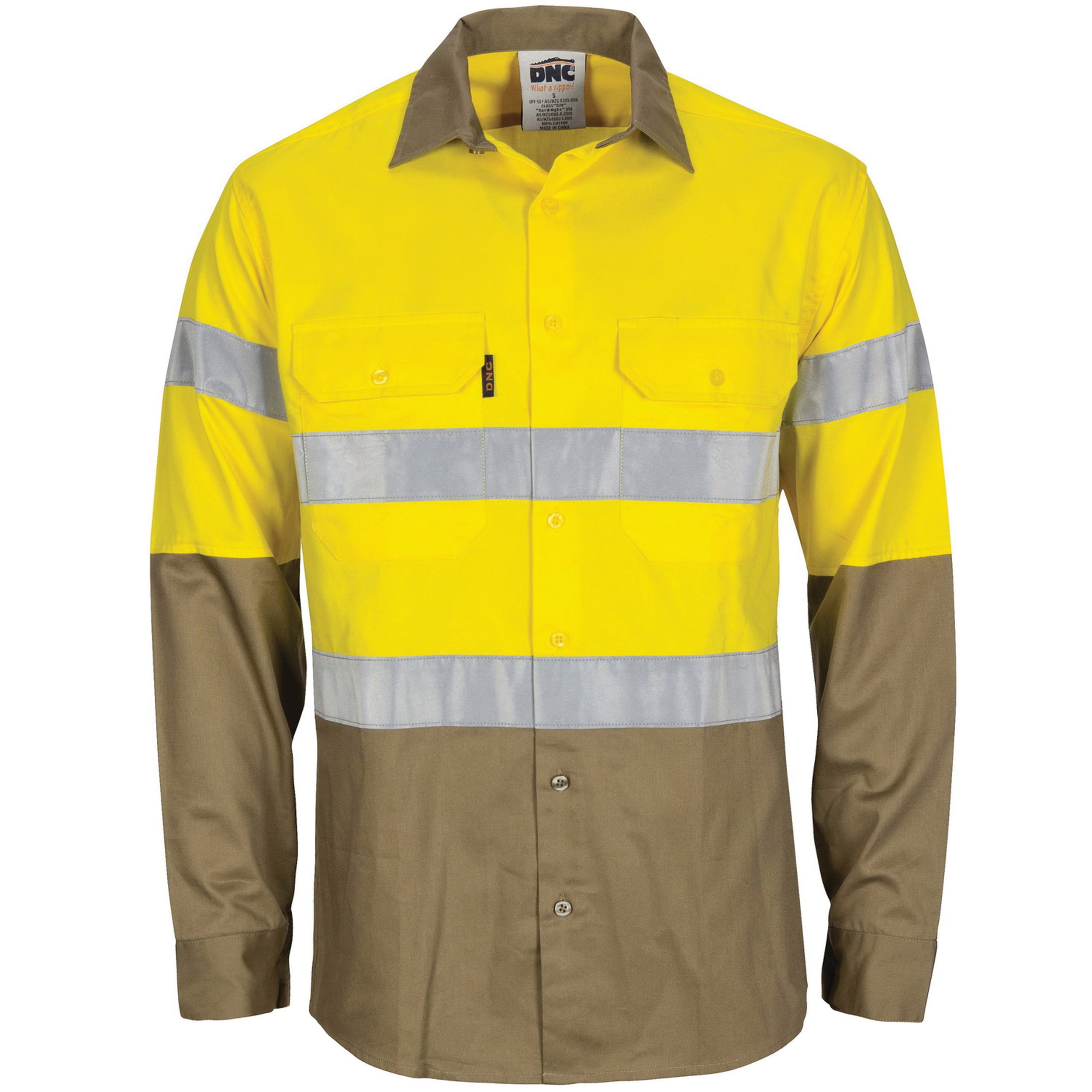HiVis L/W Cool-Breeze T2 Vertical Vented Cotton Shirt with Gusset Sleeves. Generic Tape - Long sleev