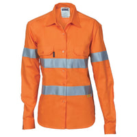Ladies HiVis Cool-Breeze Cott on Sh irt with 3M R/Tape - Long sleeve