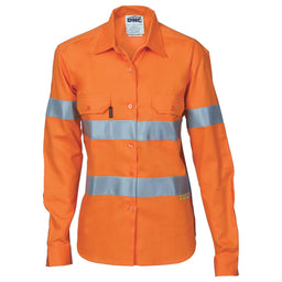 Ladies HiVis Cool-Breeze Cott on Sh irt with 3M R/Tape - Long sleeve