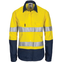 Ladies HIVIS Cool-Breeze Cotton Shirt with CSR R/Tape - Long Sleeve