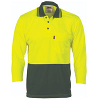 HiVis Two Tone Cool Breathe Polo Shirt, 3/4 Sleeve