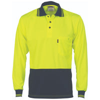 HiVis Two Tone Cool Breathe Polo Shirt, Long Sleeve