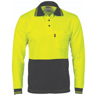 HiVis Two Tone Cool Breathe Polo Shirt, Long Sleeve