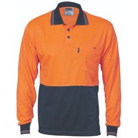 HiVis Two Tone Cool Breathe Polo Shirt, Long Sleeve