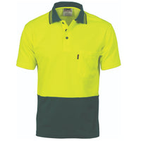 Cotton Back HiVis Two Tone Fluoro Polo - Short Sleeve