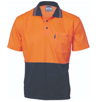 Cotton Back HiVis Two Tone Fluoro Polo - Short Sleeve