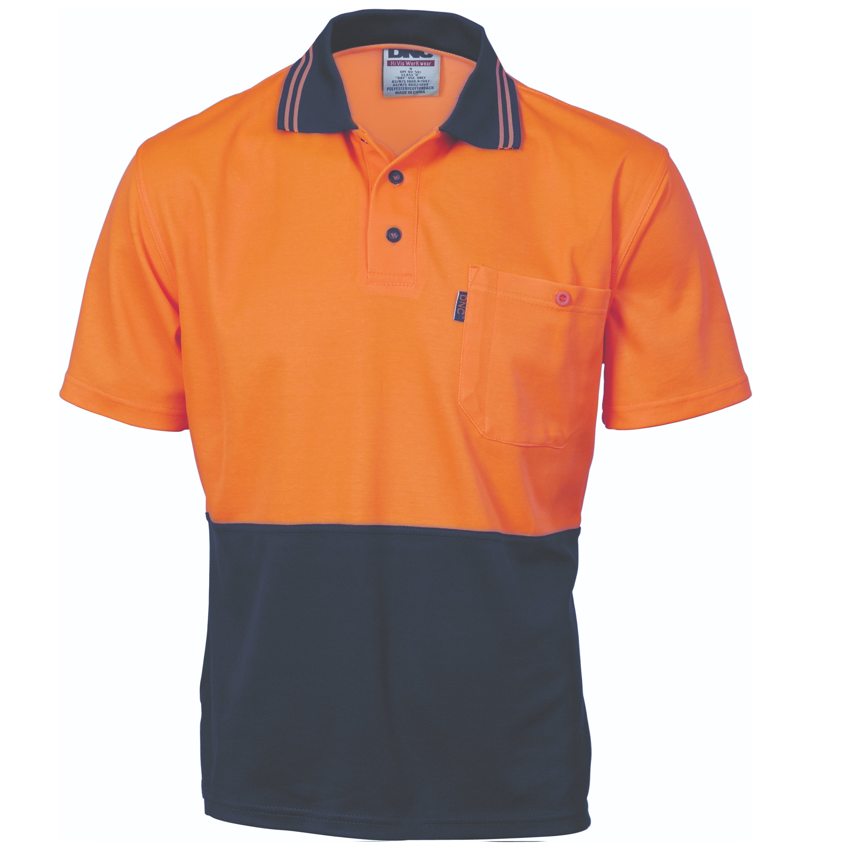 Cotton Back HiVis Two Tone Fluoro Polo - Short Sleeve
