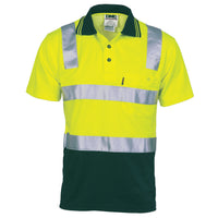 Cotton Back HiVis Two Tone Polo Shirt with CSR R/ Tape - Short sleeve